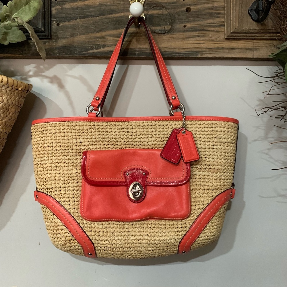 Coach 1941 Raffia Straw Shoulder Bag